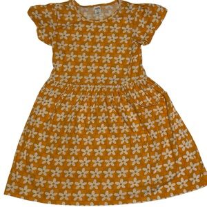 Harper Canyon Yellow and Brown Pleated A-Line Dress